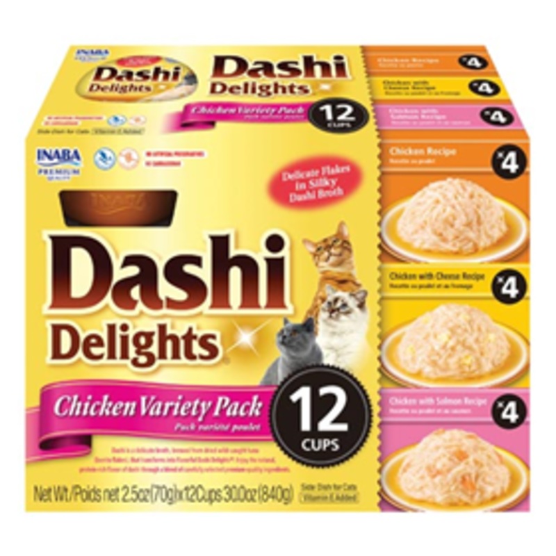 Inaba Dashi Delight Chicken Flavored Variety Pack Cat Food 30oz 12pk