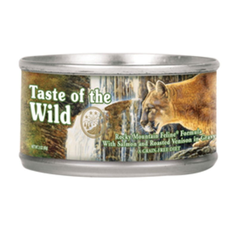 Taste of the Wild Rocky Moutain Feline Formula with Salmon and Roasted Venison in Gravy 3 oz