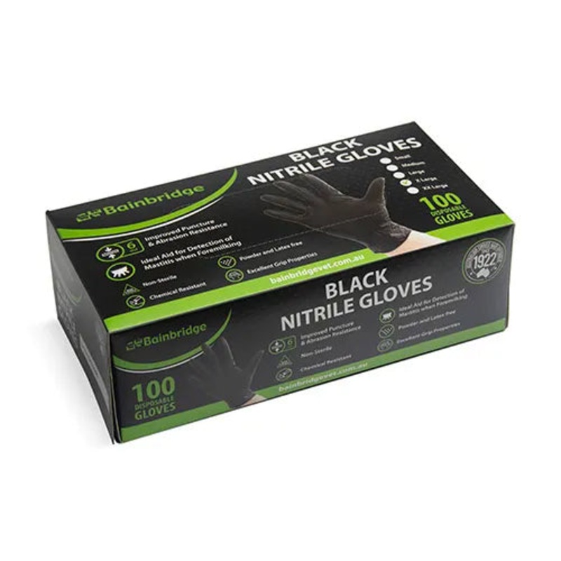 Bainbridge Black Nitrile Gloves – Box of 100