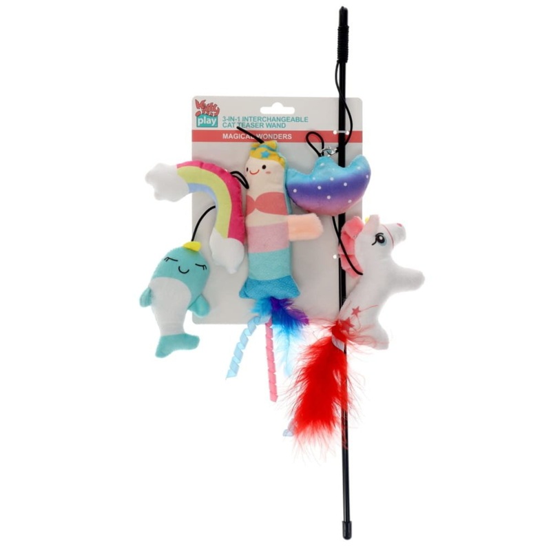 Kitty Play 3-in-1 Interchangeable Cat Teaser Wand – Magical Wonders