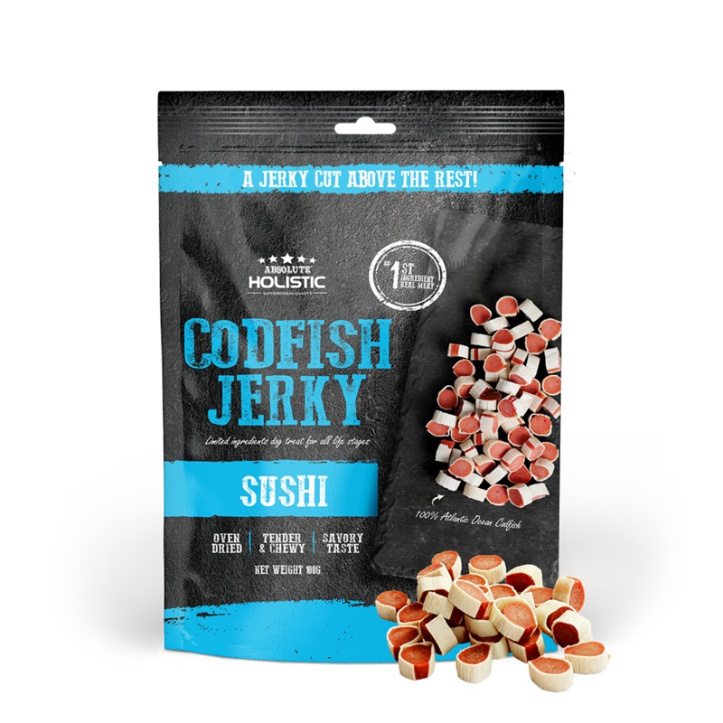 Absolute Holistic Dog Treats Codfish Jerky Sushi 100g