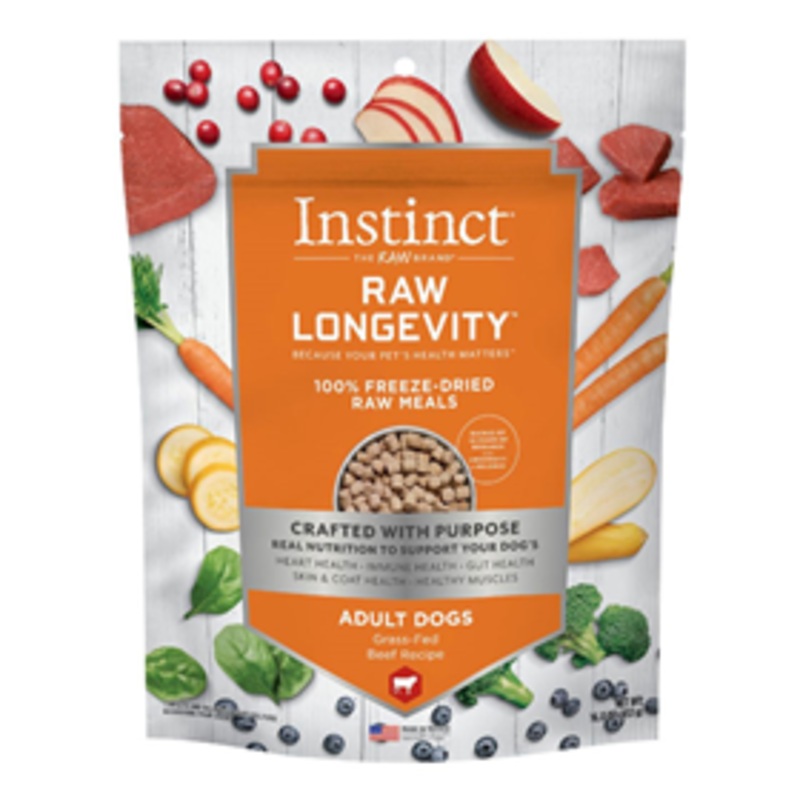 Instinct Dog Food Raw Longevity Freeze-Dried Raw Meals Beef Recipe 16oz