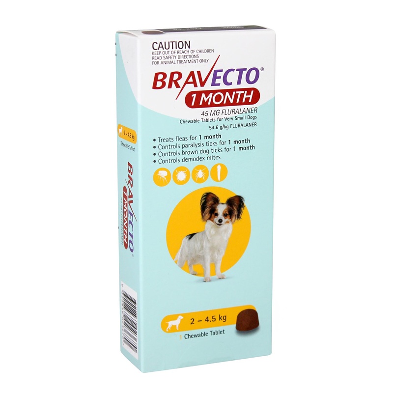 Bravecto 1-Month Chews for Very Small Dogs 2-4.5kg (Yellow)