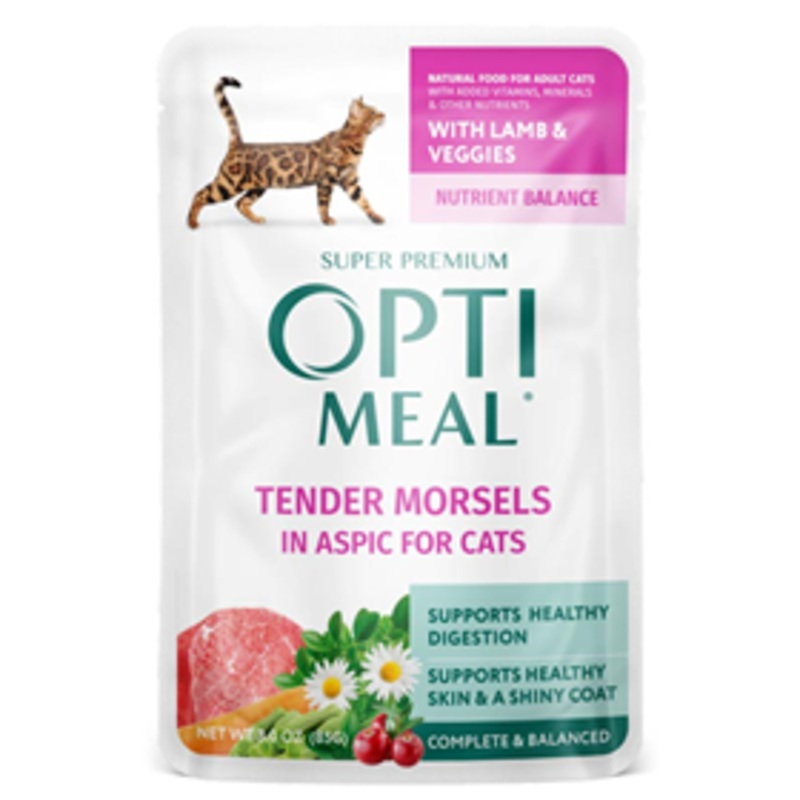 Optimeal Lamb & Veggies Tendor Morsels in Aspic Wet Cat Food, 3-oz pouch