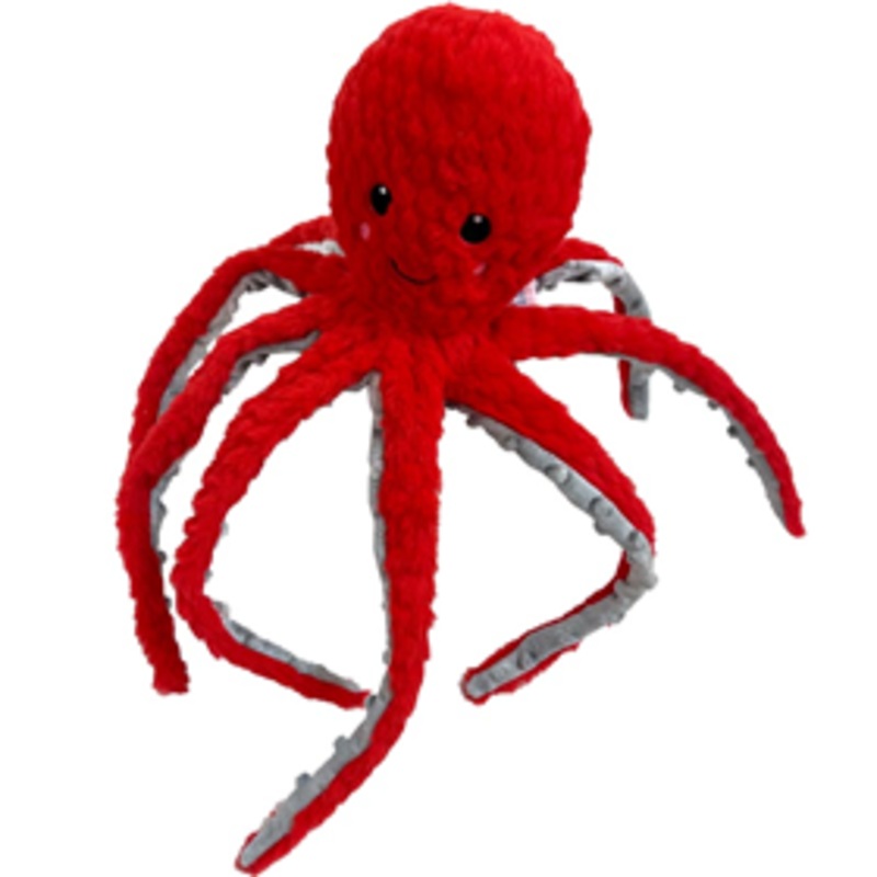 Shoreway Red & Grey Octopus Plush Dog Toy