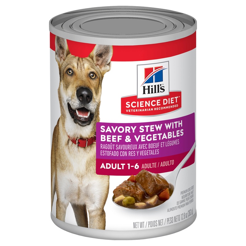 Hill’s Science Diet Adult Savory Stew Beef & Vegetable Canned Dog Food 363g x 12