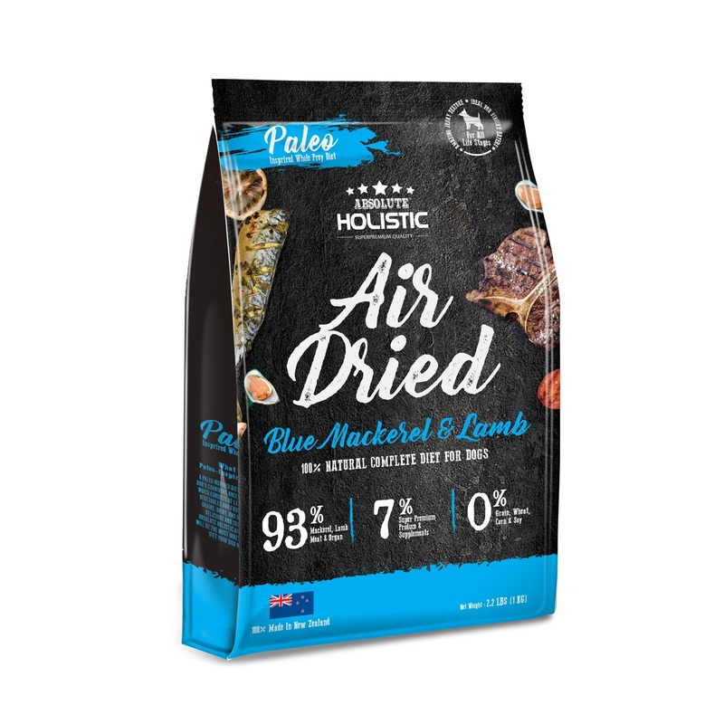 Absolute Holistic Air Dried Dog Food – Blue Mackerel & Lamb 1kg