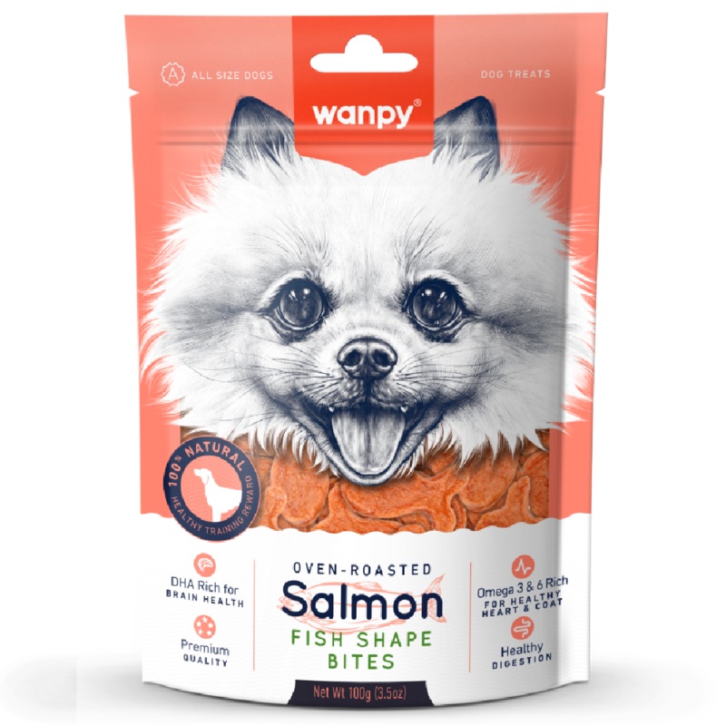 Wanpy Dog Oven-Roasted Salmon Fish Shape Bites 100g
