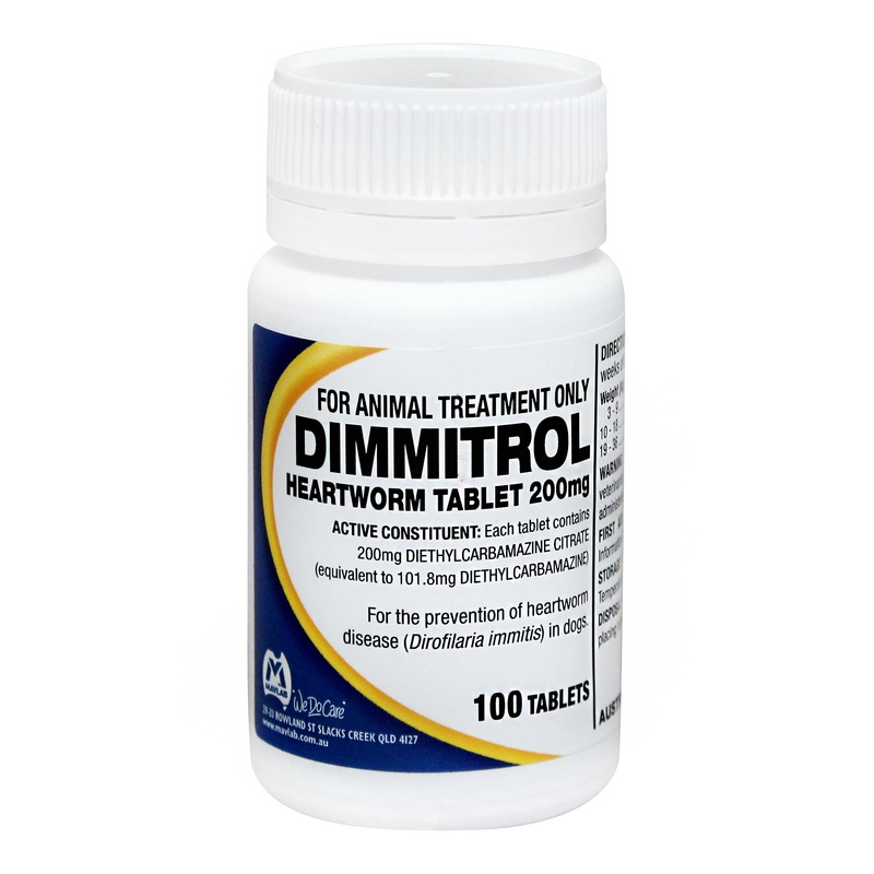 Dimmitrol Heartworm Tablets|100 tabs|200mg