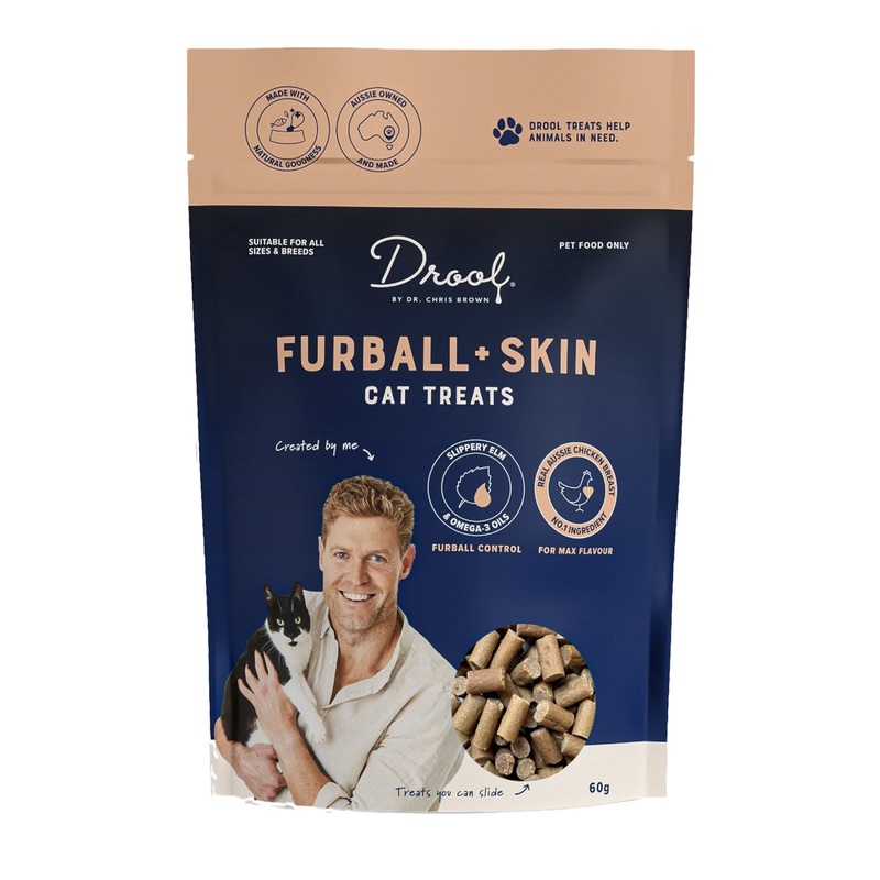 Drool by Dr Chris Brown Furball + Skin Cat Treats 60g