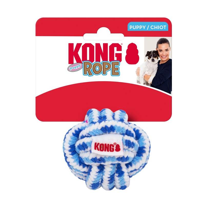 KONG Puppy Rope Ball|Large|Pink|Blue