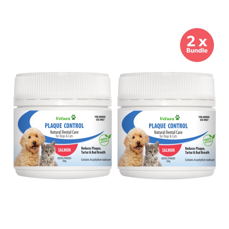 Vetnex Plaque Control Dental Powder Salmon for Dogs & Cats 100g x 2