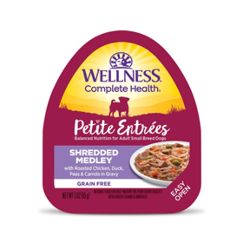 Wellness Petite Entrees Shredded Medley Roasted Chicken, Duck, Peas & Carrots Dog Food