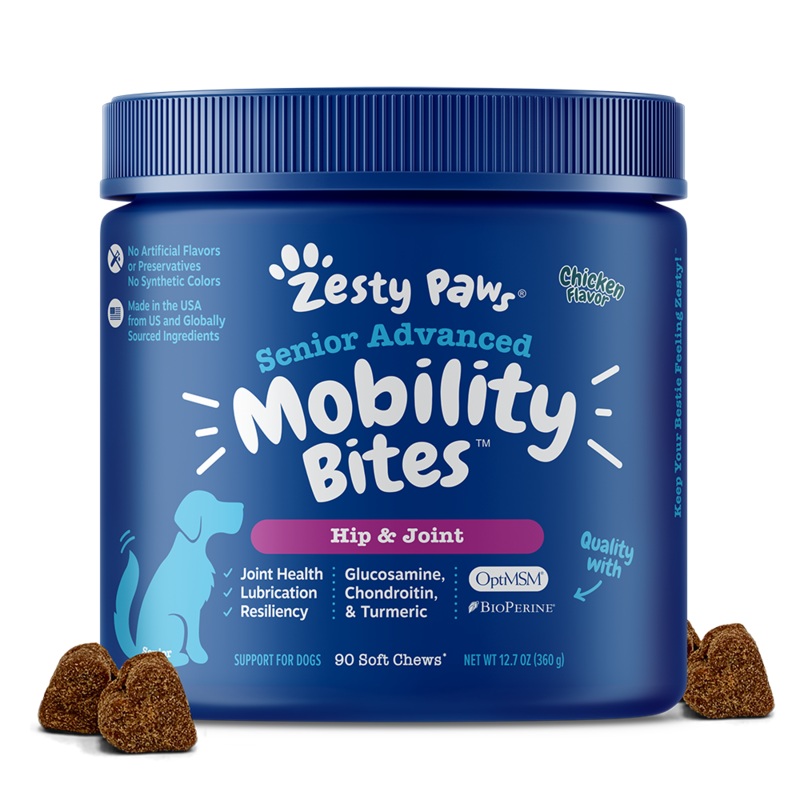 Zesty Paws Dog Advanced Mobility Bites Hip & Joint Chicken 90soft chews