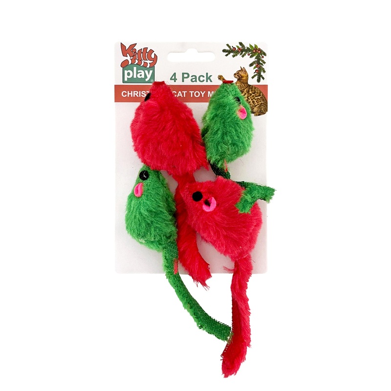 Kitty Play Christmas Mice Cat Toys – 4 Pack