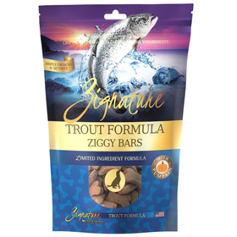 Zignature Trout Formula Ziggy Bars Treat for Dogs 12 oz.