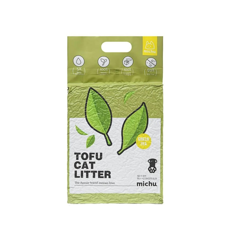 Michu Natural Clumping Tofu Cat Litter Green Tea 6L