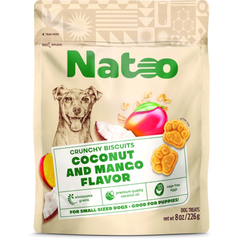NATOO CRUNCHY BISCUITS COCONUT AND MANGO FLAVOR FOR SMALL SIZED DOGS 8oz