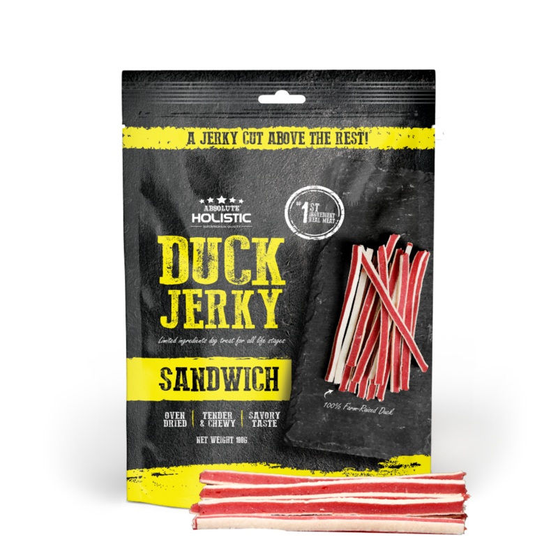 Absolute Holistic Dog Treats Duck Jerky Sandwich 100g