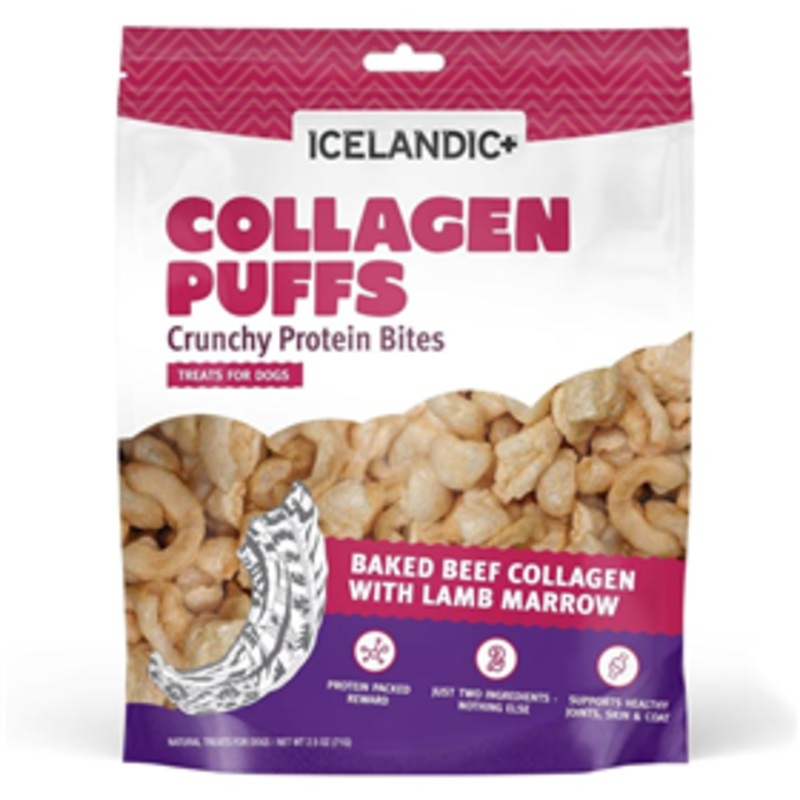 Icelandic+ Collagen Puffs Crunchy Protein Bites Treats for Cats Baked Beef with Lamb Marrow 0.5 oz.