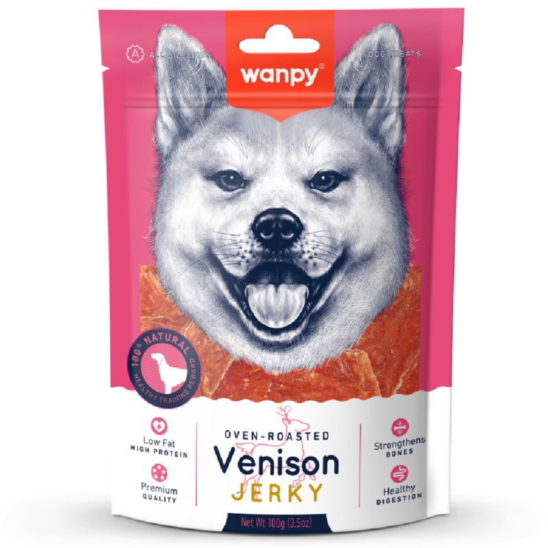 Wanpy Dog Oven-Roasted Venison Jerky 100g