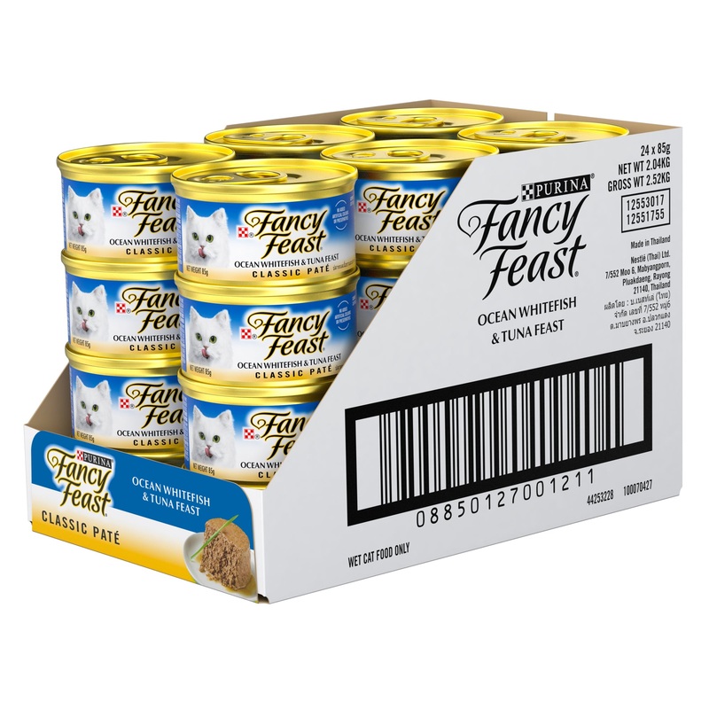 Fancy Feast Classic Pate Ocean Whitefish & Tuna Feast Gourmet Wet Cat Food 85g x 24