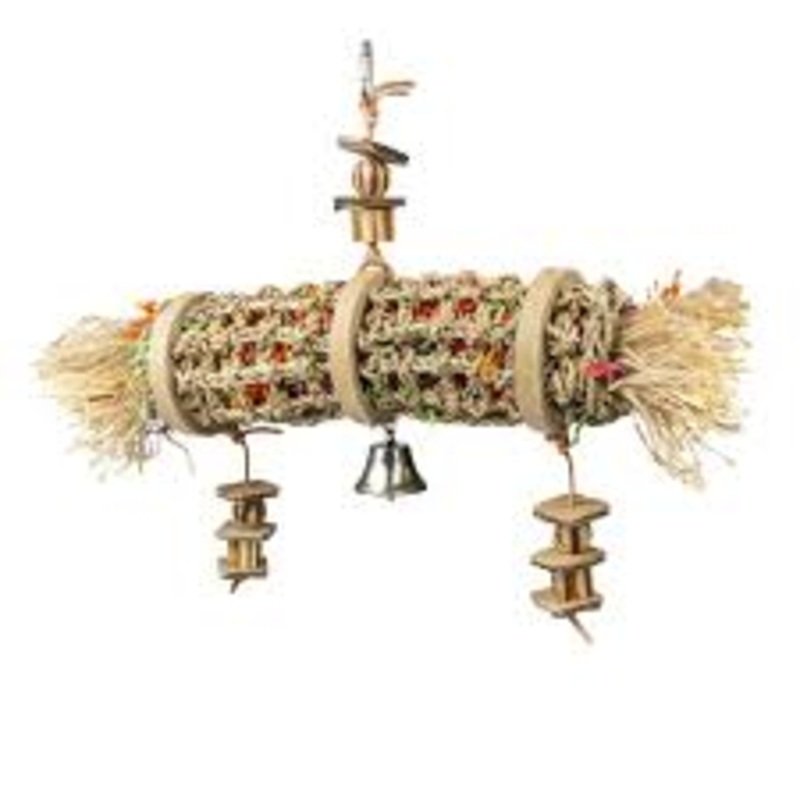 Seagrass Tube With Colorful Shreds & Bell 35x46x10cm