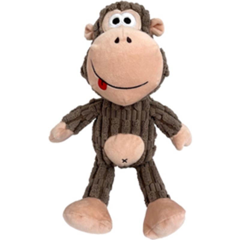 Shoreway Corduroy Monkey  Plush Dog Toy