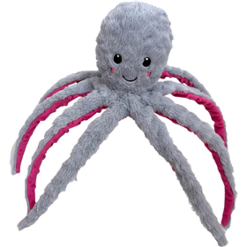 Shoreway Grey & Pink Octopus Plush Dog Toy