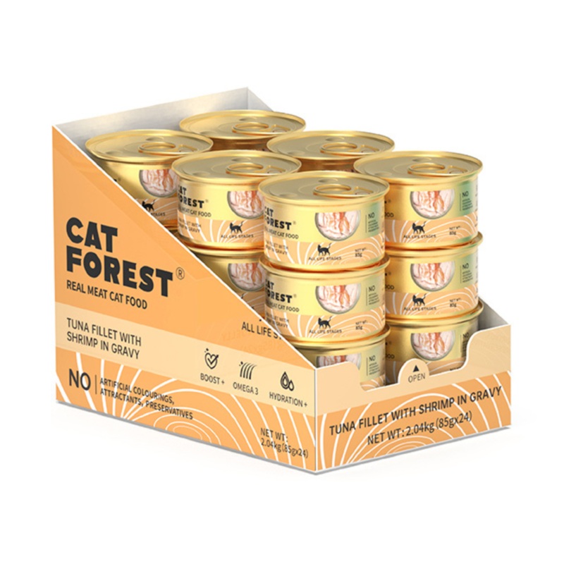 CAT FOREST Tuna White Meat with Shrimp in Gravy Cat Wet Food 85g x 24