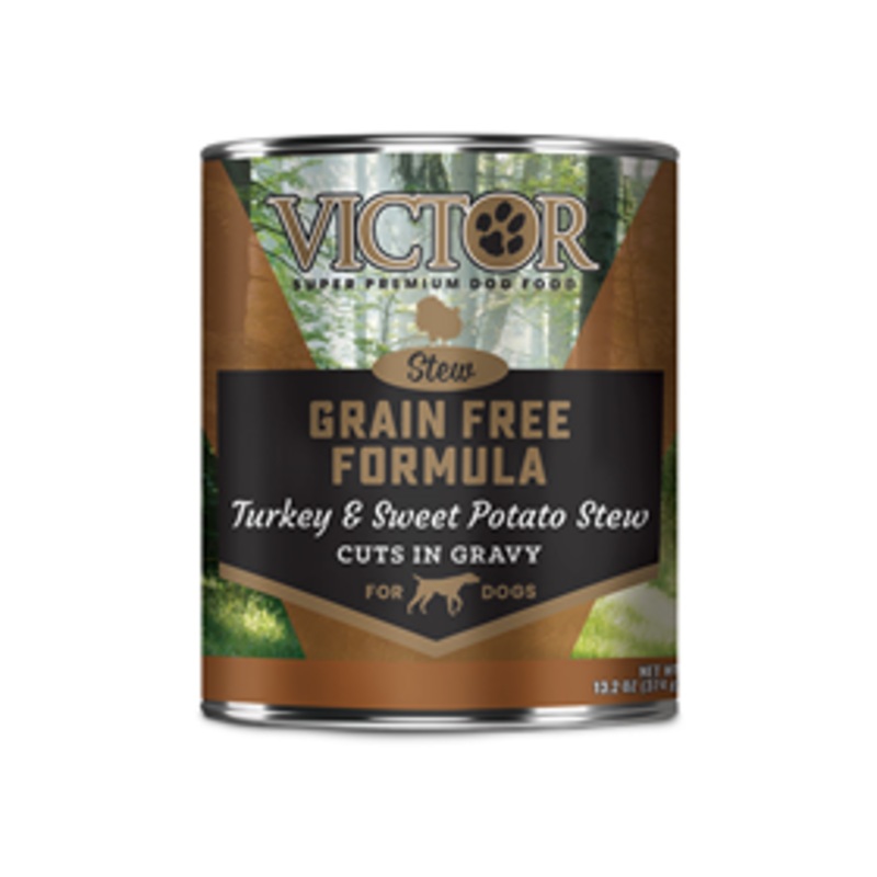 VICTOR Grain Free Formula Turkey & Sweet Potato Stew Cuts in Gravy for Dogs 13.2 oz.