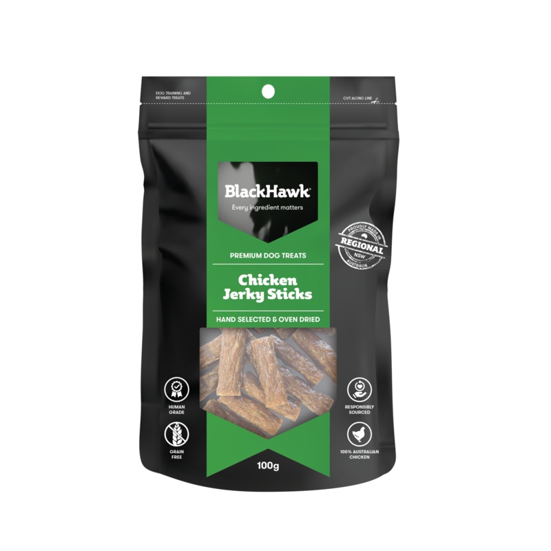 Black Hawk Chicken Jerky Sticks Dog Treats 100g