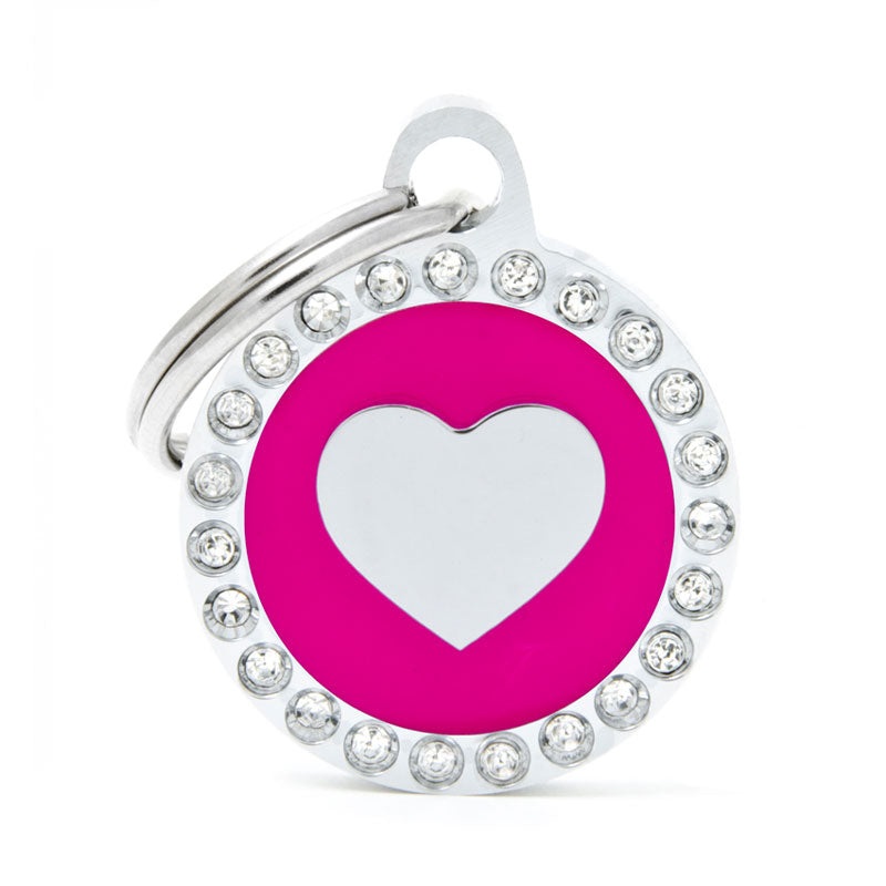Glam Heart Circle Pet ID Tag|Fuchsia