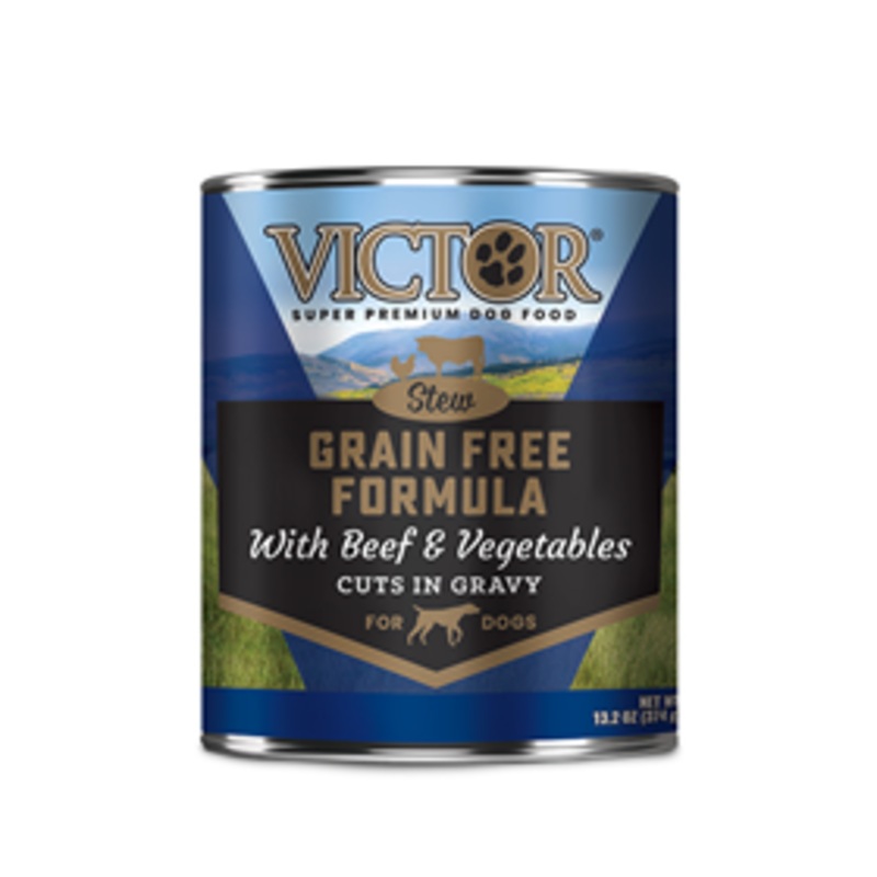 VICTOR Grain Free Formula Beef & Vegetables Stew Cuts in Gravy for Dogs 13.2 oz.
