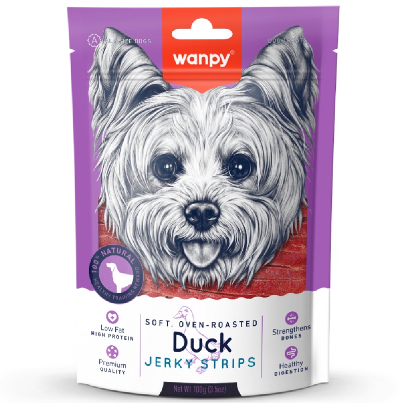 Wanpy Dog Soft Oven-Roasted Duck Jerky Strips 100g