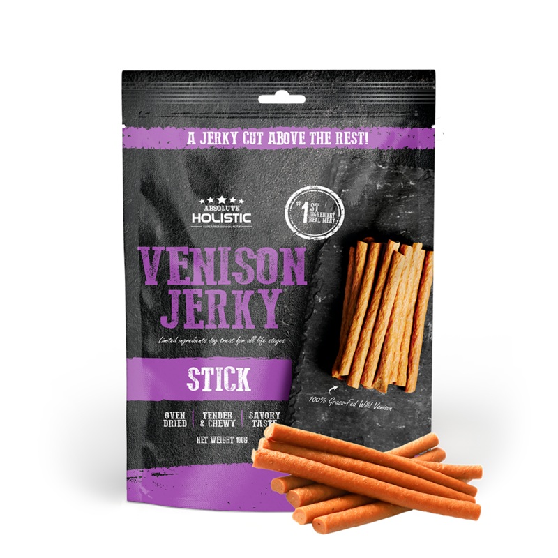 Absolute Holistic Dog Treats Venison Jerky Stick 100g