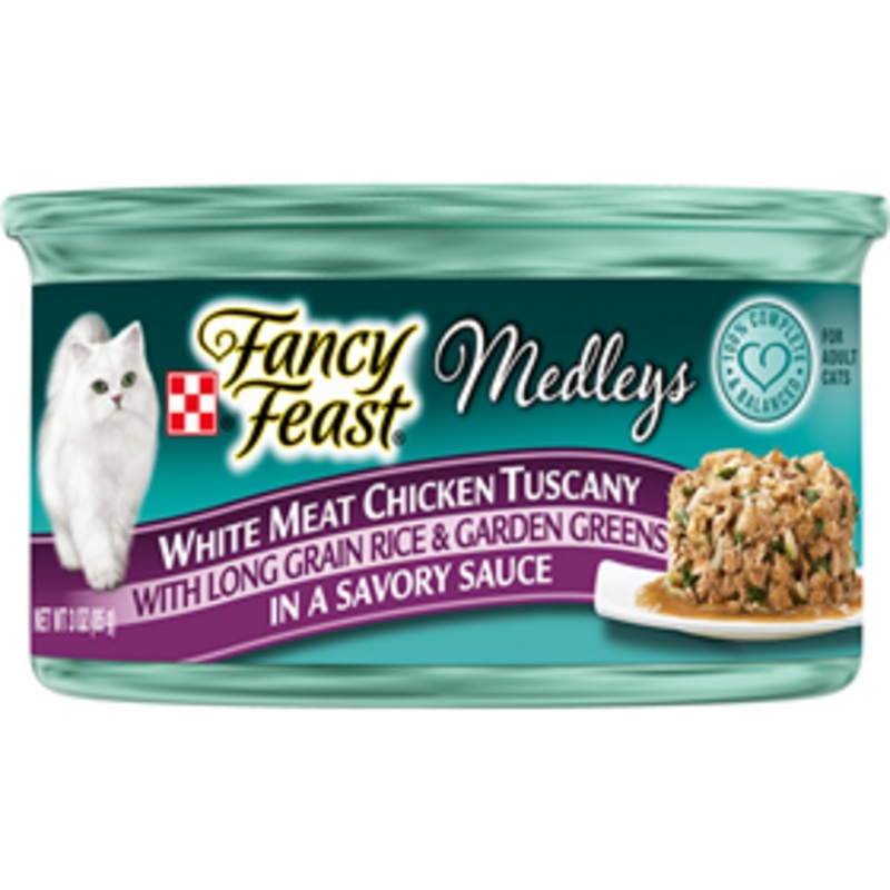 Fancy Feast White Meat Chicken Tuscany with Long Grain Rice and Garden Greens Cat Food 3oz
