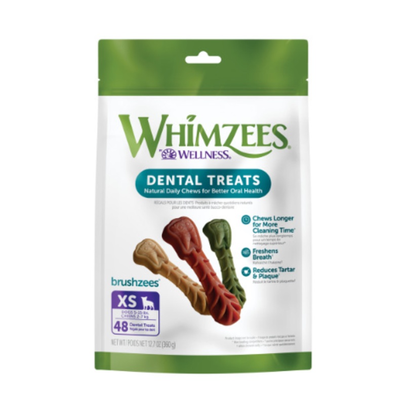 Whimzees Brushzees Natural Daily Dental Extra Small Breed Dog Treats