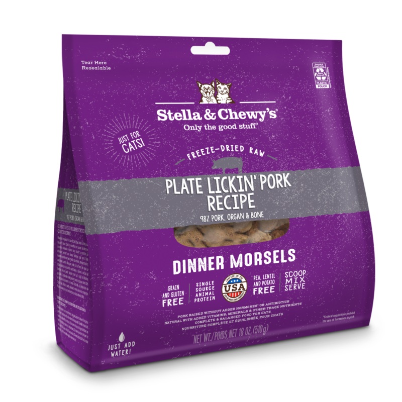 Stella & Chewy’s Cat Freeze-Dried Dinner Morsels – Plate Lickin’ Pork 18oz