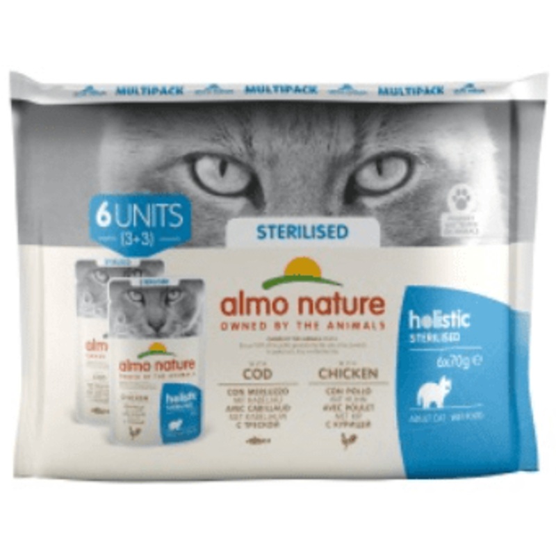 Almo Nature Holistic Sterilised Multi-Pack Cat Cod/Chicken – 70gr x6pcs