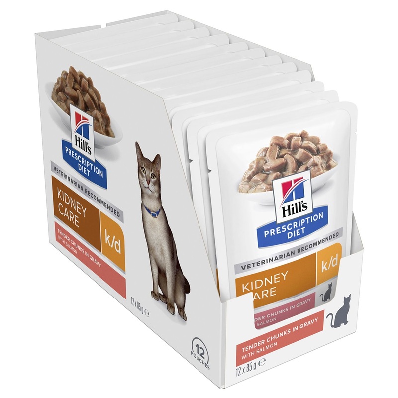 Hill’s Prescription Diet Feline k/d Kidney Care Salmon Wet Cat Food Pouches 12 X 85g