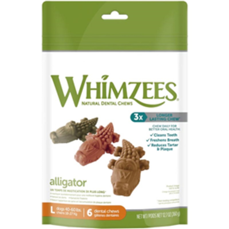 Whimzees Alligator Dental Dog Treats Large 6 ct