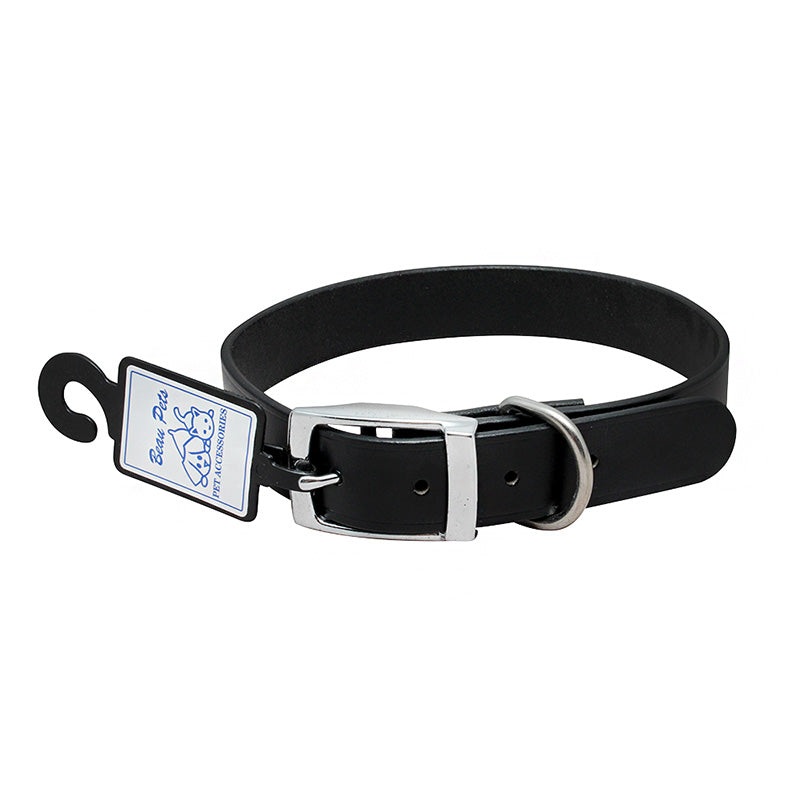 Deluxe Plain Leather Dog Collar by Beau Pets