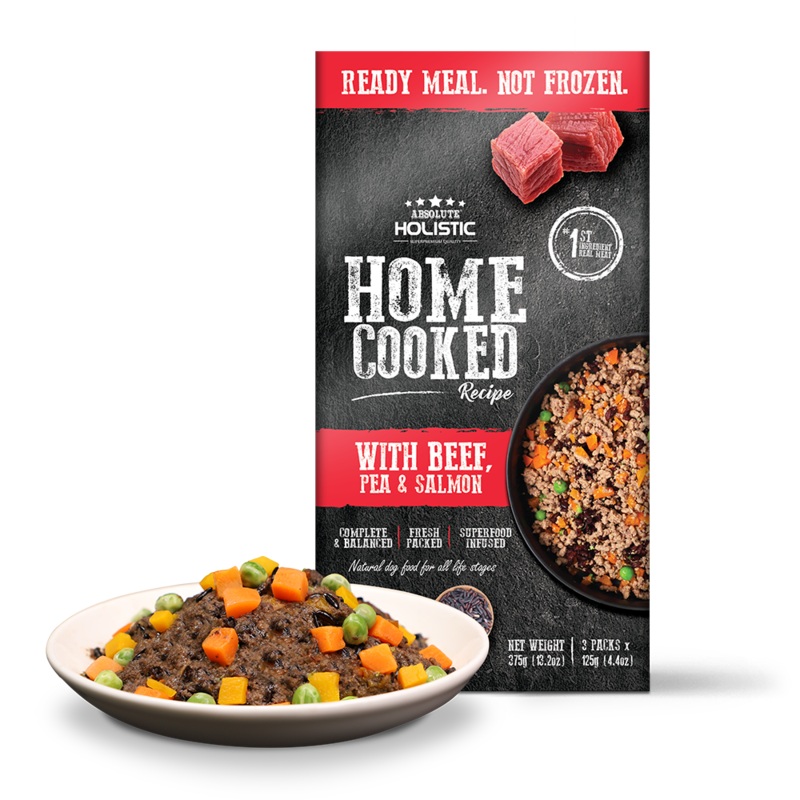 Absolute Holistic Dog Home Cooked Recipe Beef, Pea & Salmon 375g