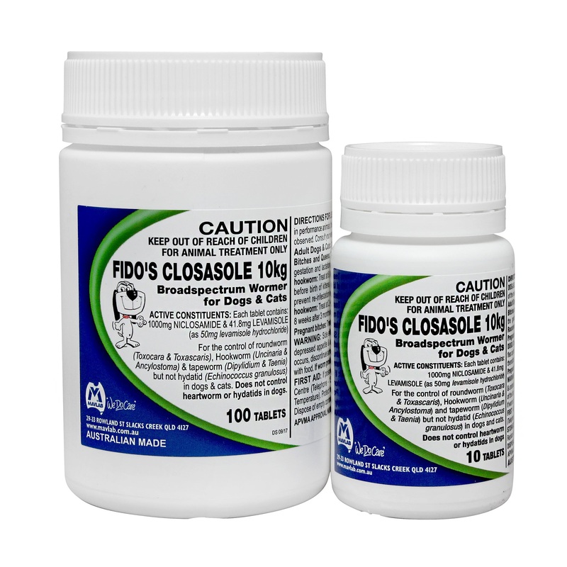 Fido’s Closasole 10kg Dog & Cat Wormer Tablet
