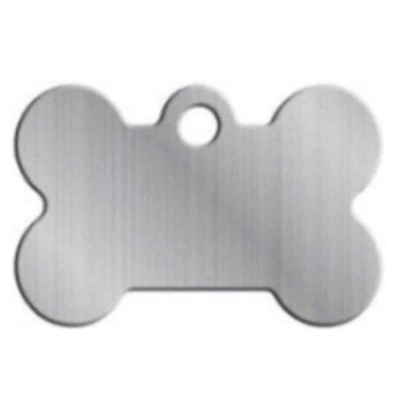 I.D Tag Small Bone Brushed Chrome 3×1.9cm