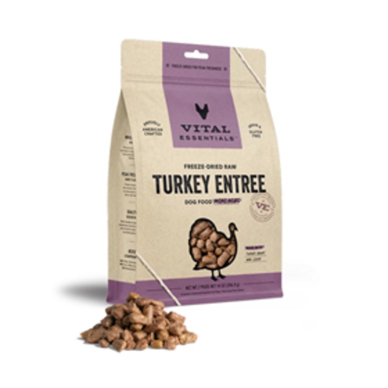Vital Essentials Freeze-Dried Raw Turkey Entree Dog Food Mini Nibs 14 oz.