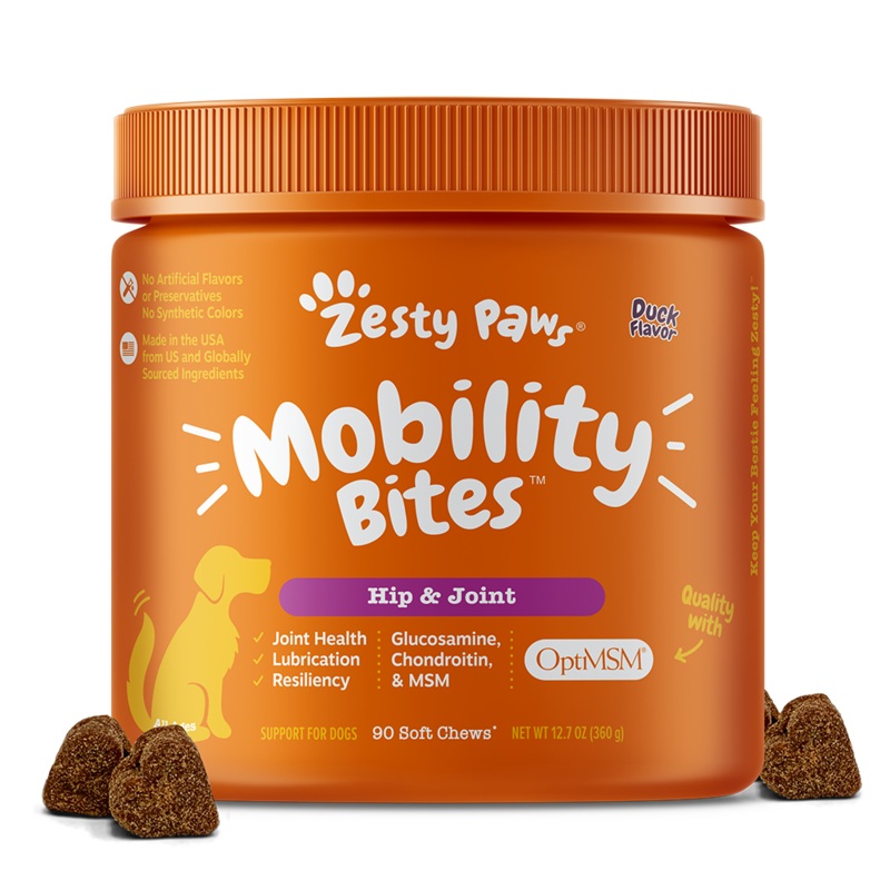 Zesty Paws Dog Mobility Bites Hip & Joint Duck 90soft chews