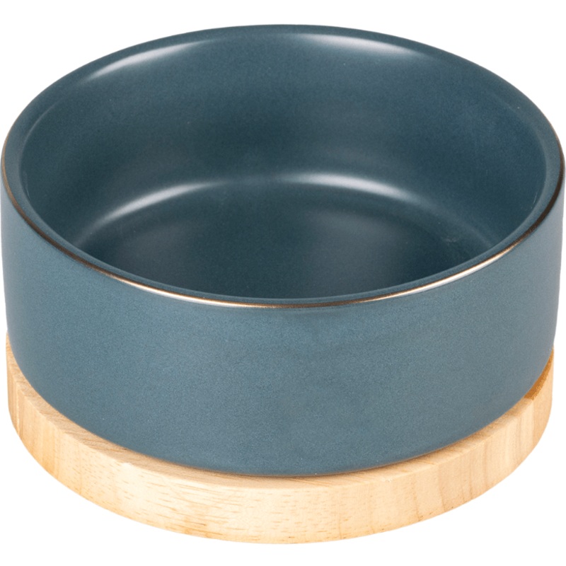 Duvo+ Feeding Bowl Stone Timber 450ml 12.5×12.5x6cm Blue