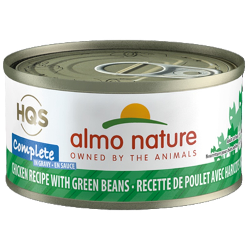 Almo Nature HQS Complete Chicken Recipe With Green Beans In Gravy Canned Cat Food: 2.47- Oz Cans, Case of 24